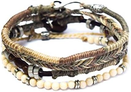 Wakami Earth Charm Bracelet | Handmade Boho Jewelry for Womens & Mens | Braided, Beaded, Waterproof, Fair Trade, Stackable Bracelets | Sliding closure and button closure the strands, Medium, Glass