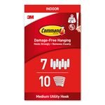 Command Utility Hooks, Medium, Value Pack of 7 Hooks in White and 10 Adhesive Strips for Indoor and Other Items up to 1.3kg - No Nails, No Holes, No Drilling, (Packaging may vary)