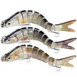 GOTOUR Fishing Lures Lifelike Multi Jointed Swimbait for Freshwater and Saltwater, Slow Sinking Hard Bait for Bass Trout Crappie Perch Pike Walleye, Pro Fishing Gear, Amazing Fishing Gifts for Men