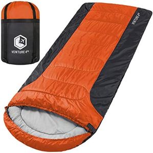 3-Season XL Sleeping Bag, Extra Large – Lightweight, Comfortable, Water Resistant, Backpacking Sleeping Bag for Big and Tall Adults – Ideal for Hiking, Camping & Outdoor Adventures – Orange/Gray