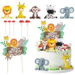 Radsocken 11 PCS Jungle Animal Cake Toppers,Animals Happy Birthday Cake Toppers Cake Decorations,Jungle Animal Birthday Cupcake Toppers for Kids Boy Girl, Birthday Shower Party Supplies