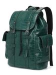 FUR JADEN Pro-IX Vegan Leather 15.6 Inch Travel Laptop Backpack Weekender Bag for Men Women (Pine Green)