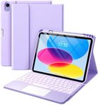 Harvopu Compatible for iPad 10th Generation Case with Keyboard (10.9", 2022), Keyboard Cover with Pencil Holder, Multi-Touch Trackpad, 7 Color Backlit, Detachable Keyboard for iPad 10 Gen (Purple)