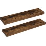 HOOBRO Floating Shelves, Wall Shelves Set of 2, Wall Mounted Shelves, 80 cm, Wall Display Racks, Decorative Hanging Shelf, Wooden Shelves, for Bathroom, Bedroom, Kitchen, Rustic Brown EBF80BJP201