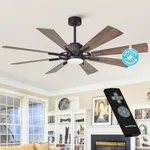 Ceiling Fans with Lights and Remote, 60 Inch Farmhouse Chandelier Ceiling Fan for Bedroom Flush Lighting Ceiling Fans Outdoor Indoor, 8 Reversible Blades DC Motor, Noiseless, ETL, Oil Rubbed Bronze