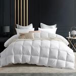 C&W White Goose Down Comforter Queen Size, Down Duvet for Cold Seasons, Soft Noiseless with Corner Tabs, 100% Cotton Shell, 700+Fill Power, 50oz Warm Fill Weight, Fluffy Breathable (90"x90")