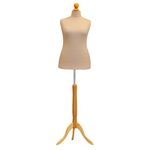 Tailors Dummy Size 18/20 Female Dressmakers Fashion Mannequin Students Cream With Lightwood Stand