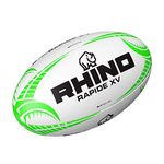 Rhino Rapide XV Rugby Ball, White/Green, Size 5