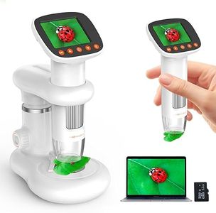 Microscope Microscopio para niños con Pantalla LCD 1000X de Gran Potencia imágenes claras de Alta definición, Cabina de Insectos única, niños, microscopio Digital portátil