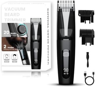TEPOTZ Vacuum Beard Trimmer for Men, 40 Adjustable Lengths Dial, Smooth Ceramic Blade for Sensitive Skin,USB-C Grooming Kit-Matte Black