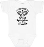 inktastic Handpicked for Earth By My Great Grandpa in Heaven Baby Bodysuit Newborn 0020 White 37293