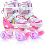 ERNAN Roller Skates,4 Size Adjustable Toddler Roller Skates with Light up Wheels for for Kids Girls & Boys (Rainbow, S)