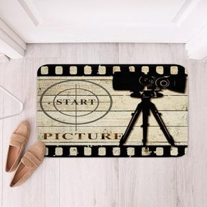 Cinema Poster Design Bath Mats for Bathroom Movie Theater Bathroom Rugs for Kids Rustic Wooden Old Fashion Btah Rugs for Shower Tub Ultra Soft Decor Bathroom Accossories 20"x32"