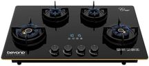 Beyond Appliances Smart Timer Premium Dorado Hybrid Hobtop - Full Brass Burner, Flame Failure Detection, Auto-Ignition, Jumbo Burner - Glass Top Gas Stove (4 Burner)