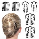 WLLHYF 6 PCS Hair Fork Clip Hair Side Combs U Shaped Messy Updo Bun Hair Pin Teeth Pins Stick Vintage Meatball Hair Styling Tool Accessories for Women Girls