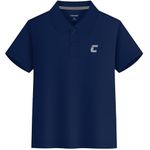 Cabasse Boys Performance Polo Shirt, Youth Active Golf Shirt School Uniform, Navy, Medium