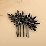 Deniferymakeup Women Dainty Simple Full Rhinestone Hair Comb Bride Wedding Hair Comb Bridal Hair Accessories Shiny Rhinestones Bridal Side Hair Combs for Women and Girls (Black)