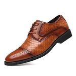 Rodawu Men's Dress Shoes Lace-up Formal Shoes Brogues Derbys Oxford Shoes Brown Size 9