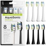 AquaSonic Duo PRO 8-Pack Replacement Brush Heads - Upgraded Proflex Brush Heads for Improved Plaque Removal - Genuine AquaSonic