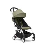 Stokke Babyzen YOYO3 Stroller from 6 Months - Includes White Frame Seat Cushion + Canopy - Folds in & Out in a Flash - Light & Compact - Carry-On Compatible - Olive