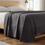 Mellanni King Size Flat Sheet - Iconic Collection Bedding Sheets - Hotel Luxury, Extra Soft, Cooling Sheet- Wrinkle, Fade, Stain Resistant - 1 Flat Sheet Only (King, Gray)