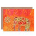 Wee Blue Coo Indian Elephant Colourful Greeting Card