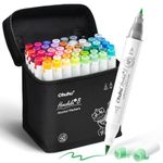 Ohuhu Alcohol Markers 48 Colors: Brush & Fine Dual Tips Alcohol-based Art Markers for Adults Artists Cozy Coloring Illustration Drawing Sketching- Honolulu 2B- AP Certified Refillable Ink