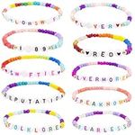 10Pcs Best Friend Bracelets, Friendship Bracelets for Girls, Inspiring Letter Beaded Bracelet, Stretchy Woven Bracelets, Cute Princess Bracelets, Gift for Bestie Sisters