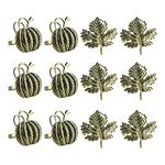 AIEX 12pcs Pumpkin Maple Napkin Rings, Holiday Napkin Rings Metal Thanksgiving Fall Napkin Rings Leaves Decor for Christmas Wedding Party