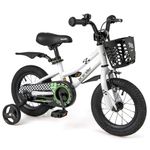 BABY JOY Kids Bike, 12 Inch Children Bikes for Boys Girls Age 3-4 Years w/Training Wheels, Handbrake, Coaster Brake & Removable Basket, Kids Bicycle of Multiple Colors