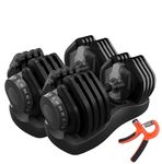 HAKENO 17 in 1 Adjustable Dumbbell 2x40kg Weight Set Weights Space Saver Dumbbells for Home Gym（2pcs set）