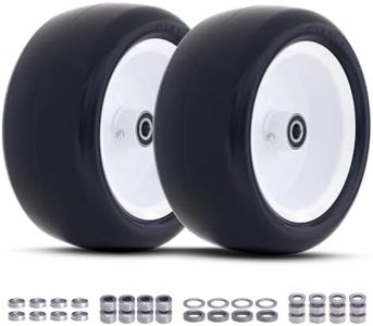 MAXROLLORS (2 Pack) 13x6.50-6 Lawn Mower Flat Free Tires and Wheels Assembly, 13x6.5-6 Solid Smooth Front Tires for Zero Turn Mower, 3/4", 5/8" and 1/2" Bearings, 5.5"-7.9" Hub, 500Lbs Load