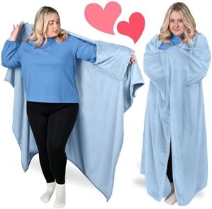 Adult Wearable Blanket Men with Sleeves - Birthday and Valentines Day Gifts for Her Wife - Cozy Wearable Blankets for Women - Comfy Valentine's Gift for Men, Girlfriend, Mom - Baby Blue Throw Blanket