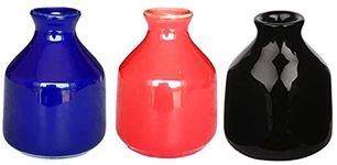 Mkd2 Rise Ceramic Reed Diffuser Pot I Empty Aroma Pot - Set of 3 (Blue, Red & Black) for Home Fragrance