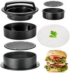 TAOUNOA Hamburger Press Patty Maker, 3 in 1 Non-Stick Burger Press with 100 Pcs Wax Paper for Making Delicious Burgers, Perfect Shaped Patties for Grilling and Cooking