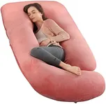 Pregnancy Pillow,Full Body 57 Inch Maternity Pillow with Removable Washable Cover - Sleep Support for Legs, Back, Neck, Shoulder, HIPS, Belly for Pregnent Women,Pink Velvet Cover