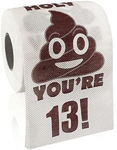 Happy 13th Birthday Gifts, 3-Ply Funny Toilet Paper Roll, Holy Poop You're 13 Printed Toilet Paper Gag Gift, Pranks & Surprises Bathroom Decor for Boys Son and Girls, Cheers to 13 Bday Party Supplies