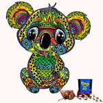 WINKIM Wooden Jigsaw Puzzles for Adults, 3D Unique Animal Puzzle Wooden Jigsaw Puzzles for Kids, Family Games and Decorative Gifts Collection (Koala)(M 26 * 28.3CM)