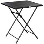 Outsunny 23.6" x 23.6" Folding Coffee Table, Folding Patio Table with Metal Plate Top, Square Small Side Table, Black