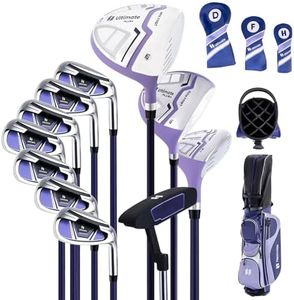 ULTIMATE Women's Complete Golf Club Set, 11pcs Right Handed Ladies Golf Clubs Set w/ 460cc Alloy Driver, #3 Fairway Wood, #4 Hybrid, #6/#7/#8/#9/#P Irons, Putter & Golf Stand Bag (Violet)