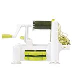 Starfrit Spiralizer - Create Healthy Veggie Pasta and Spiral Slices - 4 Blades - Blades Safely Store into Base