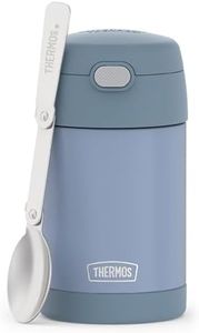 THERMOS FUNTAINER 16 Ounce Stainless Steel Vacuum Insulated Food Jar with Folding Spoon, Denim Blue