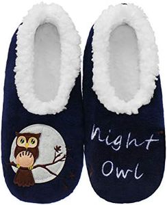 Women's Animal Slippers Cozy Bedroom Slipper Socks for Women-Night Owl (Navy, X-Large)