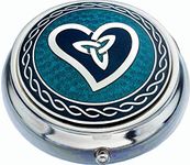 Pill Box in Celtic Trinity Heart Design. (Blue)