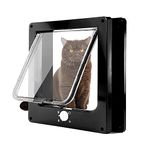 Large Cat Flap, 4 Way Locking with Magnets Cat Flap Door, Easy Install, Silent Manual Pet Flap for Wall/Wooden/Upvc Door(Black,L)