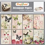 CrafTreat Floral decoupage Paper for Furniture - Decorative Flowers 2 -Size: A4 (8.3 x 11.7 Inch) 8 Pcs