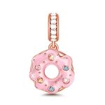 GNOCE Donut Pendant Charm S925 Sterling Silver 18K Rose Gold Plated Pink Doughnut Charms Bead Jewelry Gifts For Women Gilrs Fit All Bracelets Necklace