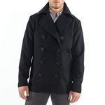 Alpine Swiss Mason Mens Wool Blend Classic Pea Coat Black 2XL