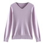 SHABADUER Women's Cashmere and Merino Wool Blend Logn Sleeve Lightweight Warm V Neck Sweater
