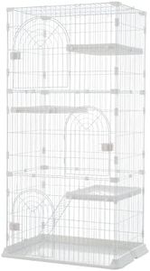 OSJ Cat Cage, Cat Cage, Pet Cage, 3 Tiers, Cat Gauge, Cat House, Stylish, Ladder, Small Animal Cage, Height 64.2 inches (163 cm), Multi-tier, Answering Machine, Protection, Escape Prevention, Multiple